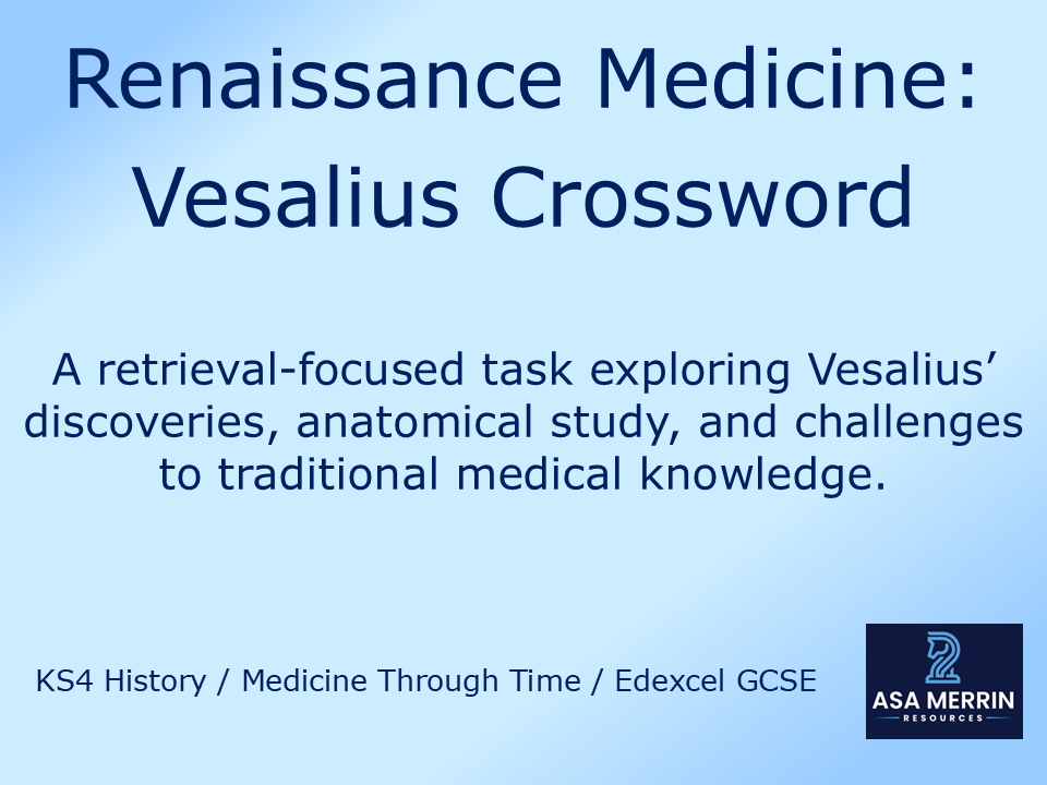 GCSE Medicine Through Time | Renaissance | Vesalius Crossword | Retrieval Practice