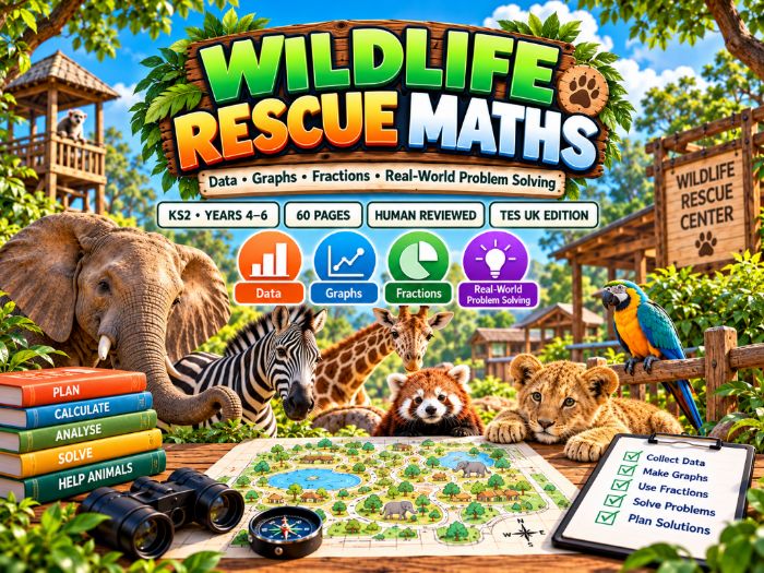 Wildlife Rescue Maths | KS2 Data, Graphs & Fractions | 60 Pages