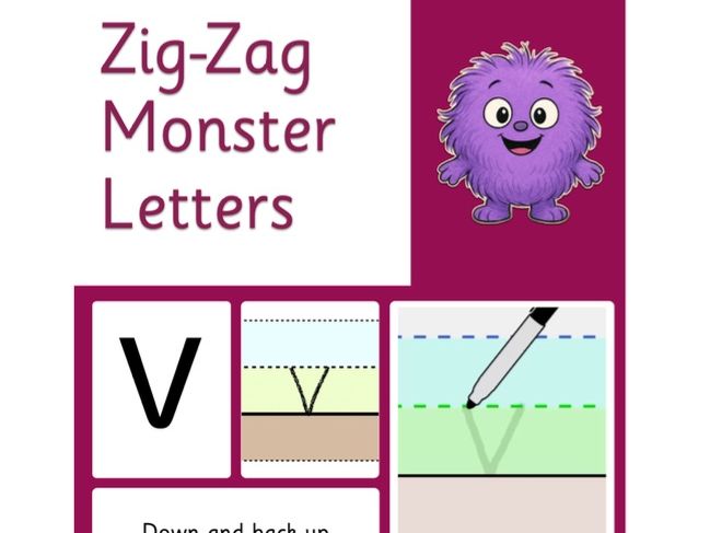 Animated Handwriting Formation PowerPoint - Zigzag Monster Letters