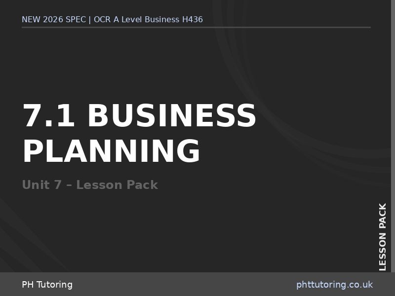 NEW 2026 OCR A Level Business H436 – 7.1 Business Planning – Strategy & Business Plans – LESSON PACK