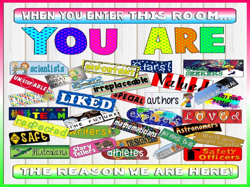 DOOR SIGN x50 TEACHING RESOURCES DISPLAY CLASSROOM LITERACY EMOTIONS SELF ESTEEM NEW TERM