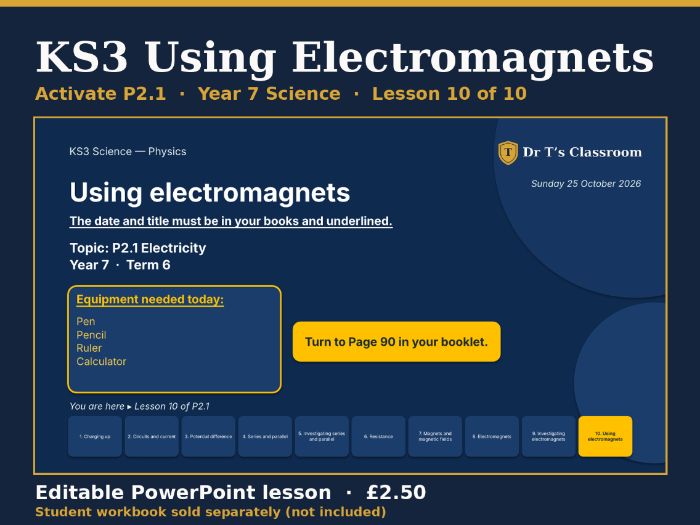 KS3 Activate P2.1 Electricity: Using Electromagnets