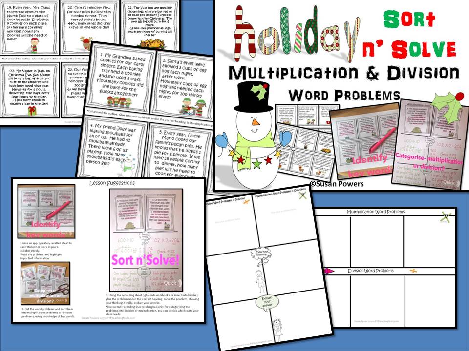 Christmas Sort N Solve Activity Multiplication Division Word 