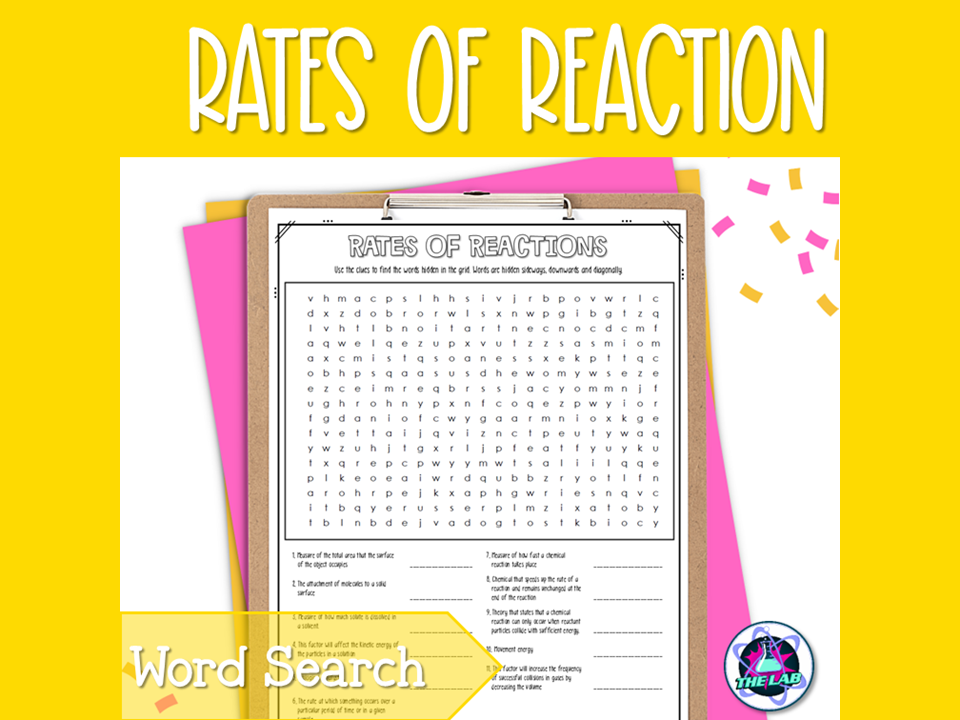 Rates of Reactions Word Search