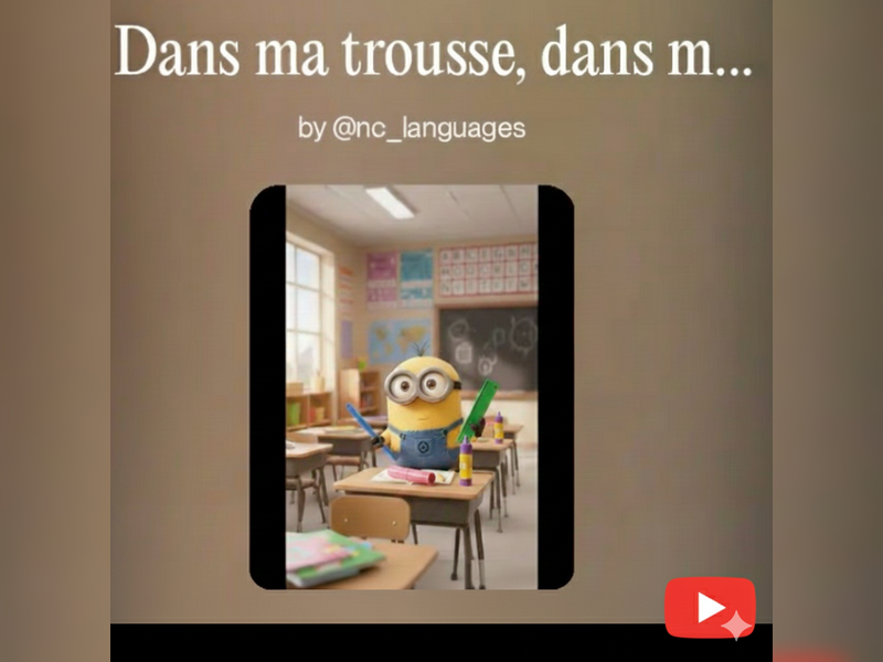 014. FRENCH SONG Year 7. Unit 14: Dans ma trousse/mon sac/mon cartable (Lyrics, Worksheet and key)