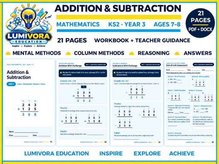 Year 3 Addition and Subtraction Workbook | KS2 Maths Worksheets, Assessment & Answers