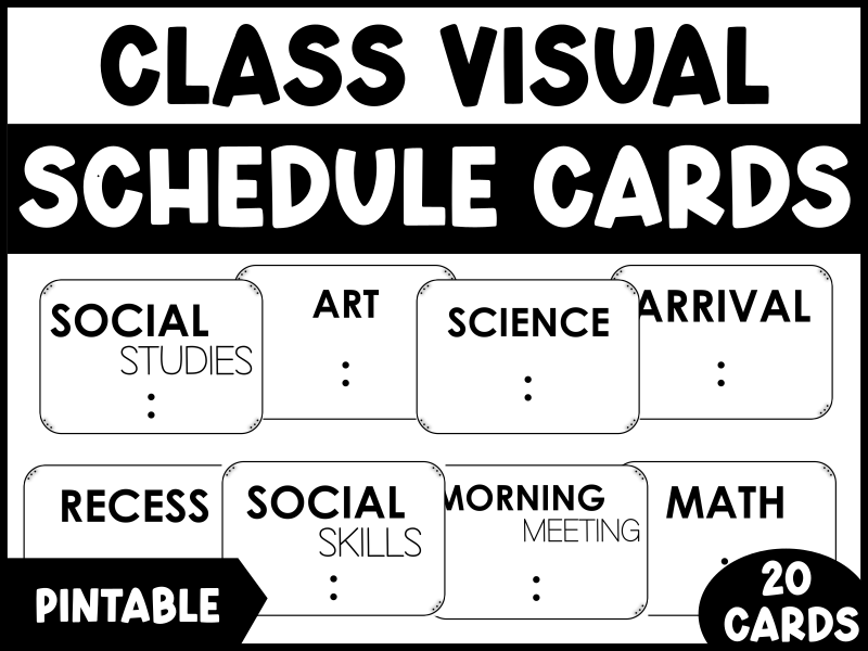 Blank Daily Schedule Cards Templates Printable (Classroom Management ...