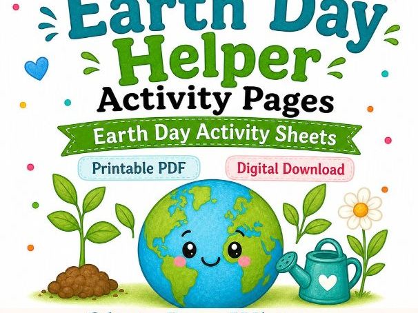 Earth Day Helper Activity Pages | Earth Day Activity Sheets | Printable PDF | Digital Download