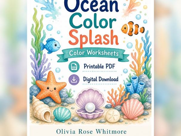 Ocean Color Splash | Color Worksheets | Printable PDF | Digital Download