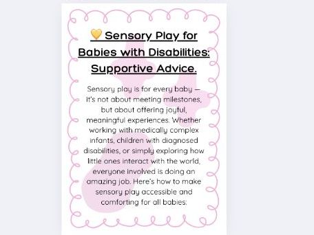 Sensory Play Guide for Babies with Additional Needs A5 Booklet
