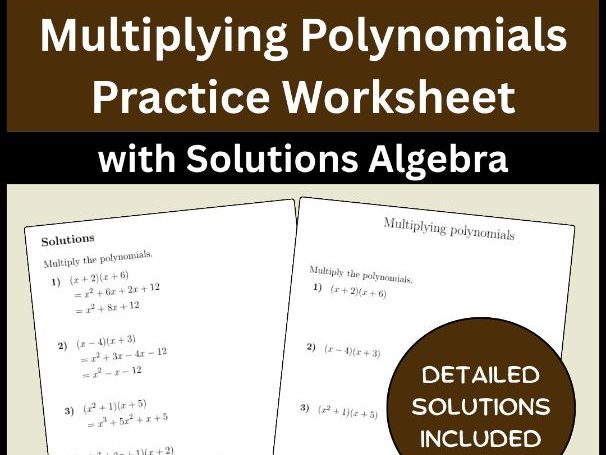 Multiplying Polynomials Practice Worksheet with Solutions Algebra