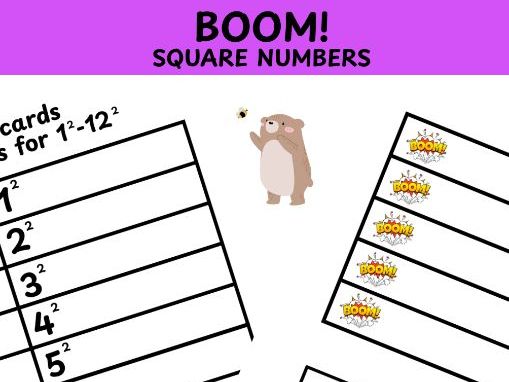 Squaring numbers Boom! game 1-12 squared