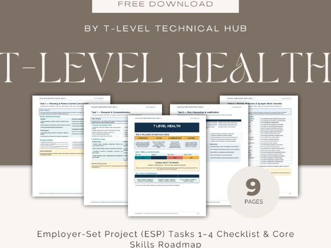 T Level Health: ESP Tasks 1–4 Checklist