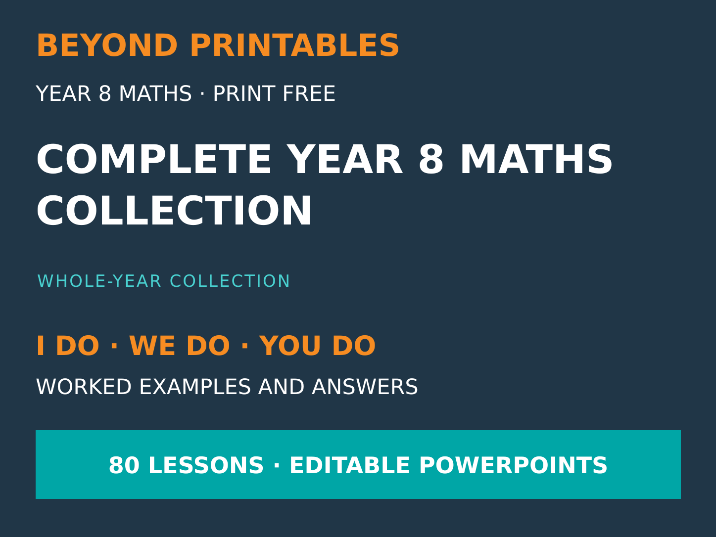 Complete Year 8 Maths Bundle | I Do, We Do, You Do | Year 8 Maths | Print Free lessons