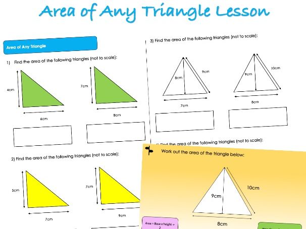 Year 6 Area, Perimeter and Volume - Area of Any Triangle Lesson