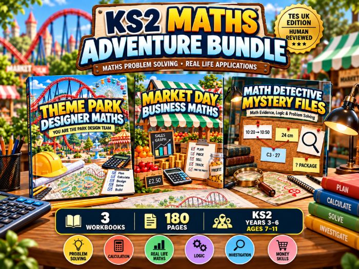 KS2 Maths Adventure Bundle  Problem Solving & Reasoning  Years 3–6  180 Pages