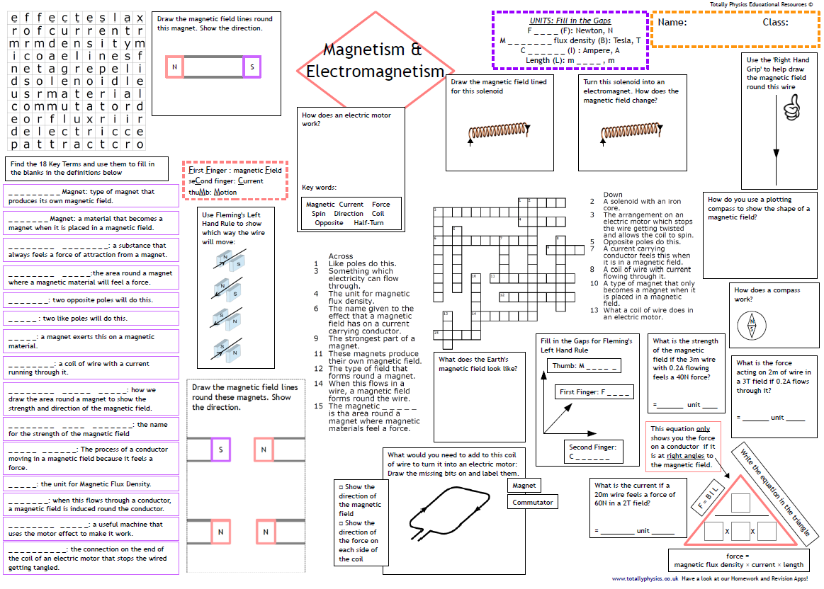 physics worksheet lesson 20 magnetism answers