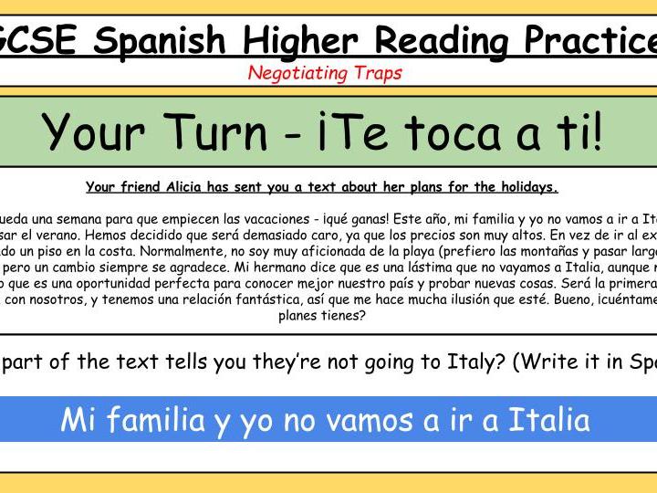 GCSE Spanish Reading Revision (H)