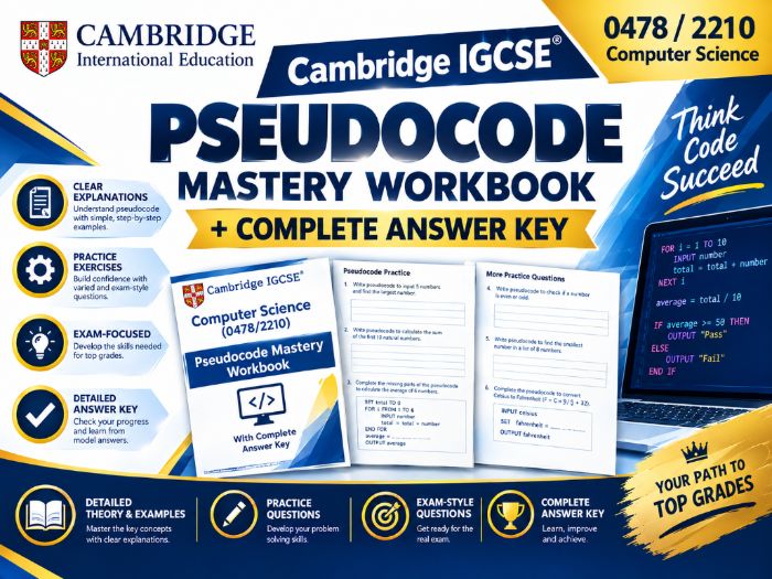 Cambridge IGCSE Computer Science (0478/2210) Pseudocode Mastery Workbook + Complete Answer Key