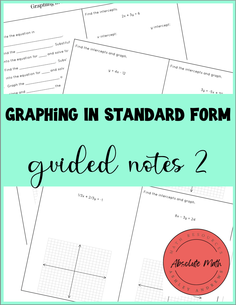 Graphing in Standard Form Guided Notes 2 | Teaching Resources