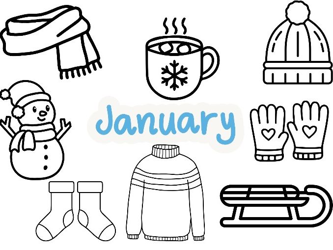 January Colouring & Painting Sheet – Start the Year