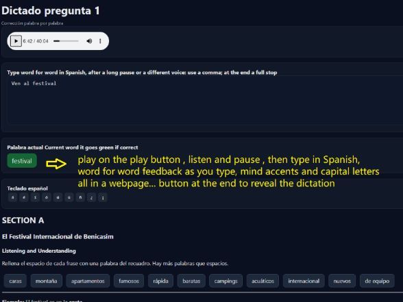 2019 Spanish Edexcel Listening by dictation section A