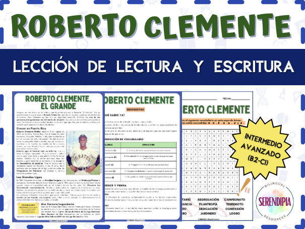 Roberto Clemente Biography Reading Comprehension Activities Spanish B2-C1 Level | Hispanic Heritage