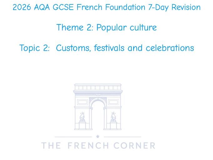 2026 AQA GCSE French F 7-Day Revision 2.2