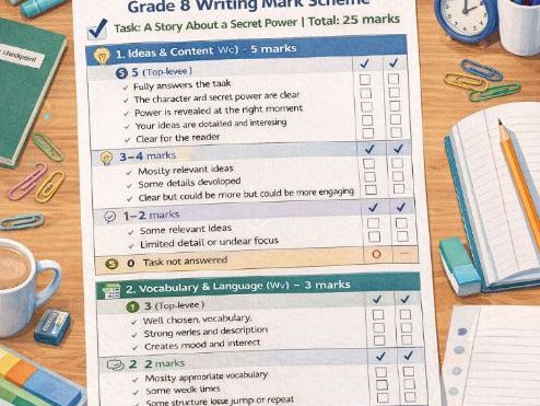 Grade 8 Cambridge Checkpoint exam-style writing - Fiction