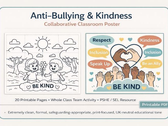 STOP Bullying – Choose Kindness | Whole Class Collaborative Poster | PSHE / SEL Printable PDF