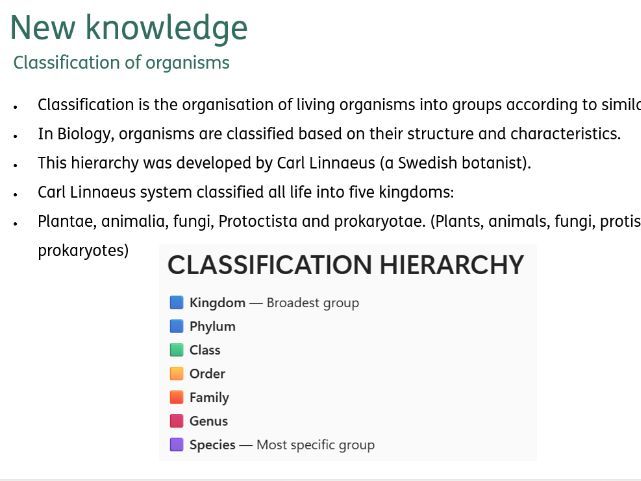 Lesson Biology GCSE AQA (8461) 4.6.4.1 Classification of organisms
