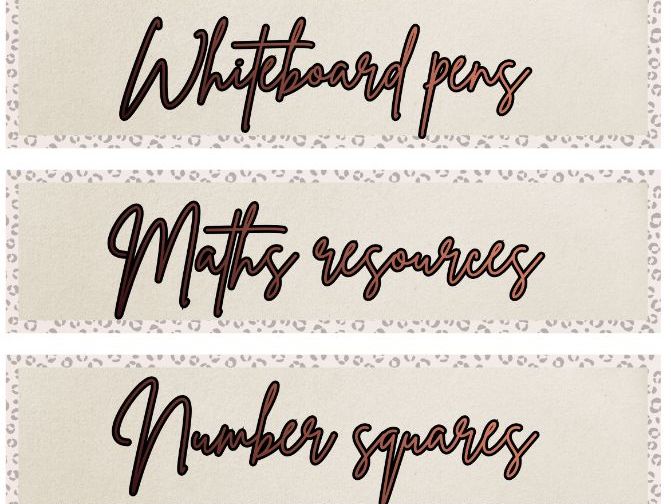 Classroom labels - Animal Print theme