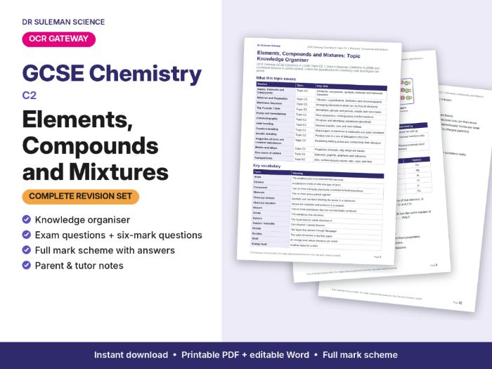 OCR Gateway GCSE Chemistry C2 Elements, Compounds & Mixtures Revision