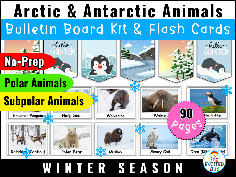 Arctic, Antarctic Animals Posters & Flashcards