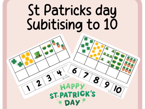 St Patricks day- Subitising to 10- cut and stick