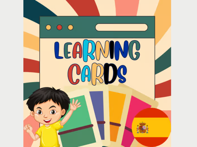 Spanish Learning Cards: Vocabulary English & Spanish | Dual Language Examples!