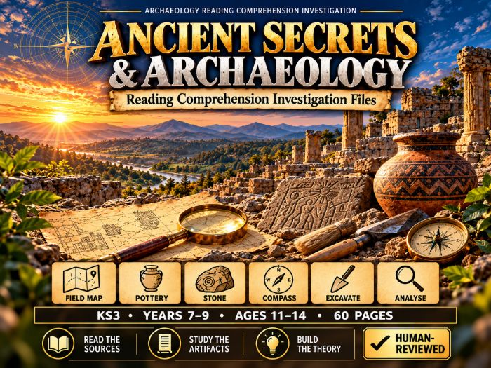 Ancient Secrets & Archaeology | KS3 Reading Comprehension | Years 7–9 | 60 Pages