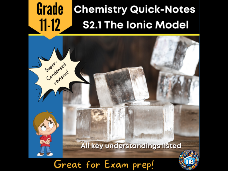 IB DP Chemistry S2.1 Ionic Model: Condensed Topic Revision Notes - 2026