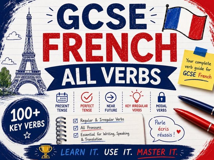 GCSE French All Verbs Workbook | Over 100 verbs | Present, Perfect and Near Future