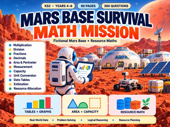 Mars Base Survival Maths Mission | KS2 STEM | 60 Pages | Teaching Resources