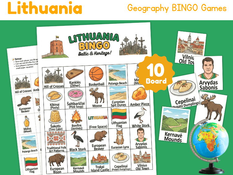Lithuania Bingo Game | Geography, Culture & Landmarks