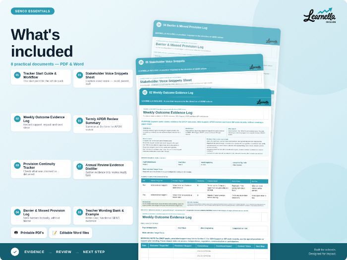 EHCP, (ISP) & SEND Evidence Tracker Pack