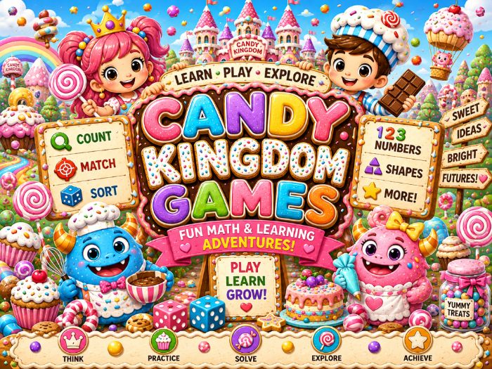 Candy Kingdom Math Games & Centers | Numbers 1–20, Counting & Shapes | Preschool–1st Grade