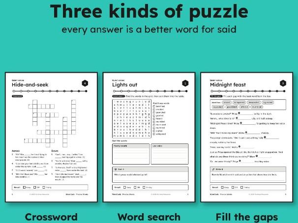 Words for said: crosswords, word searches and gap fills for KS2