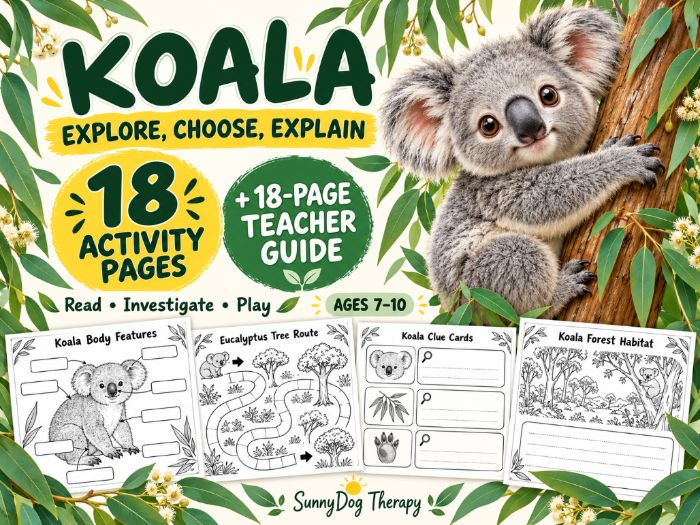 Koala Activities & Worksheets for Kids Ages 7–10 | Animal Adaptations, Habitats & Critical Thinking