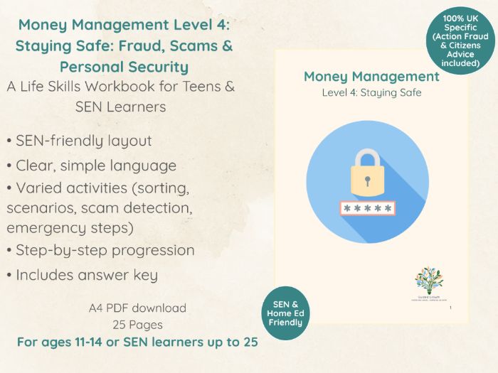 SEN Life Skills - Money Management Level 4 - Staying Safe & Avoiding Scams (£)