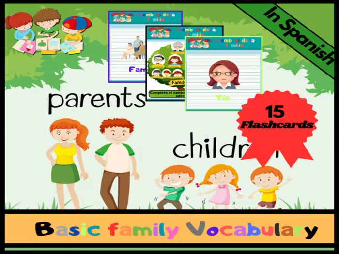 Spanish Family Members Flashcards Flashcards: Worksheet, For Special Education