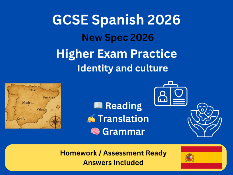 GCSE Spanish (AQA 2026) Higher – Identity & Culture Exam Practice | Homework / Assessment + Answers