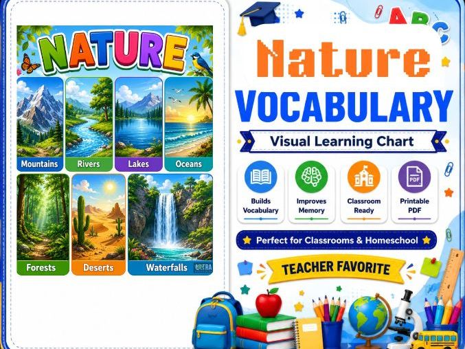 Nature Chart for Kids | Nature Vocabulary & Outdoor Learning Poster for Preschool, Kindergarten