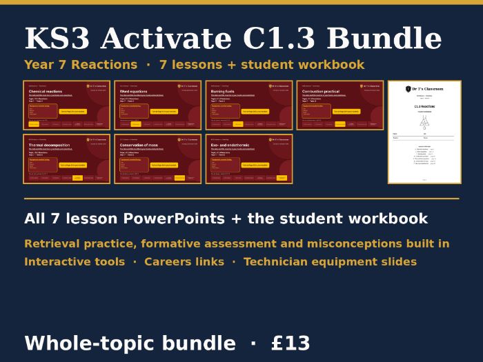 KS3 Activate C1.3 Reactions Complete Topic Bundle